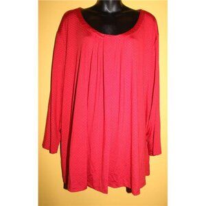 Hearts of Palm Woman 3x Red 3/4 Sleeve Blouse Textured Gold Studs